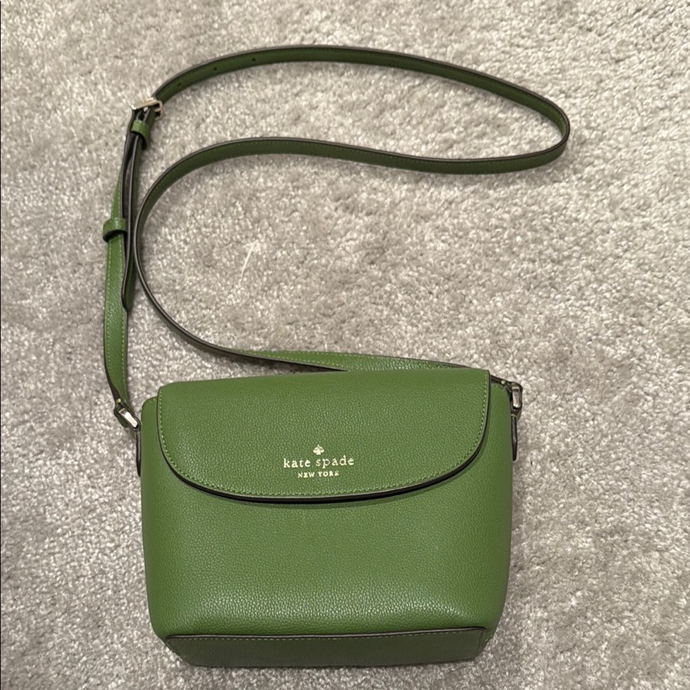 Kate Spade Green Leather Crossbody Bag with Gold Accents